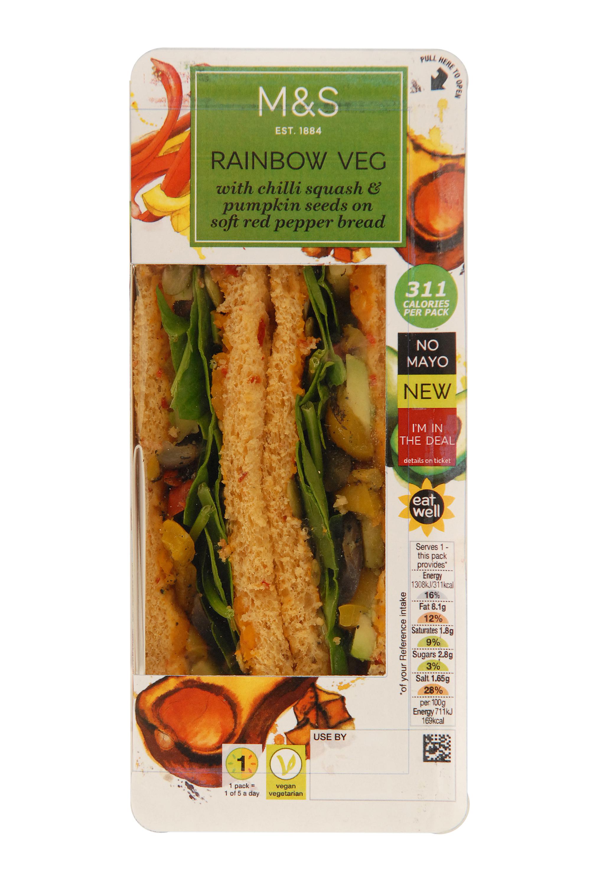 Rainbow Veg Sandwich £2.50