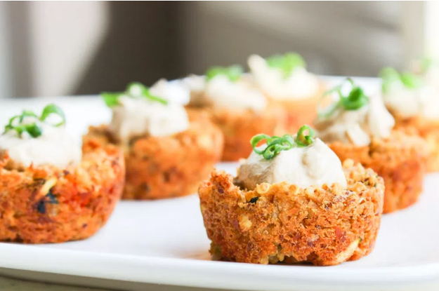 These mini chickpea cakes bake perfectly in muffin tins. Get the recipe here.