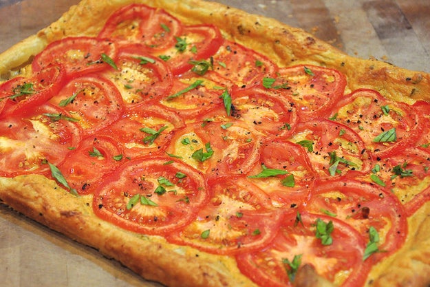 One sheet of puff pastry + tomatoes + spices = a tasty meal. Get the recipe here.