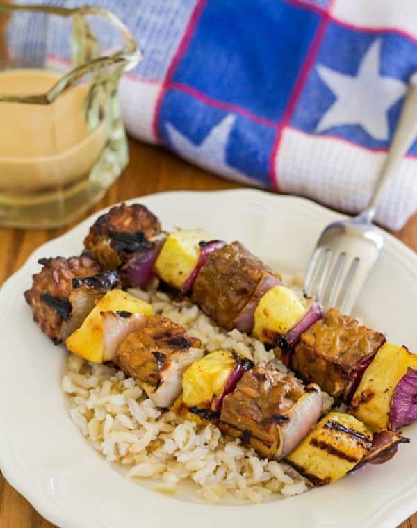 VEGAN TEMPEH AND PINEAPPLE KEBABS WITH PEANUT SATAY SAUCE BY LETTY’S KITCHEN